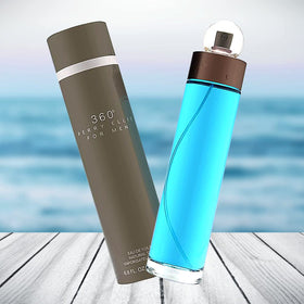 Perry Ellis 360 mist spray in motion demonstrating fine application and coverage
