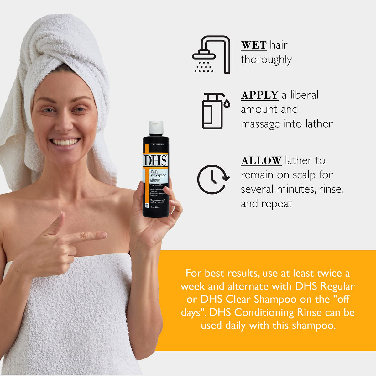 Person & Covey DHS Tar Shampoo back label with directions and ingredients benefit
