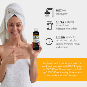 Person & Covey DHS Tar Shampoo back label with directions and ingredients benefit