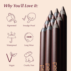 PERSONA plum pencil used for tightlining to enhance natural lashes subtly