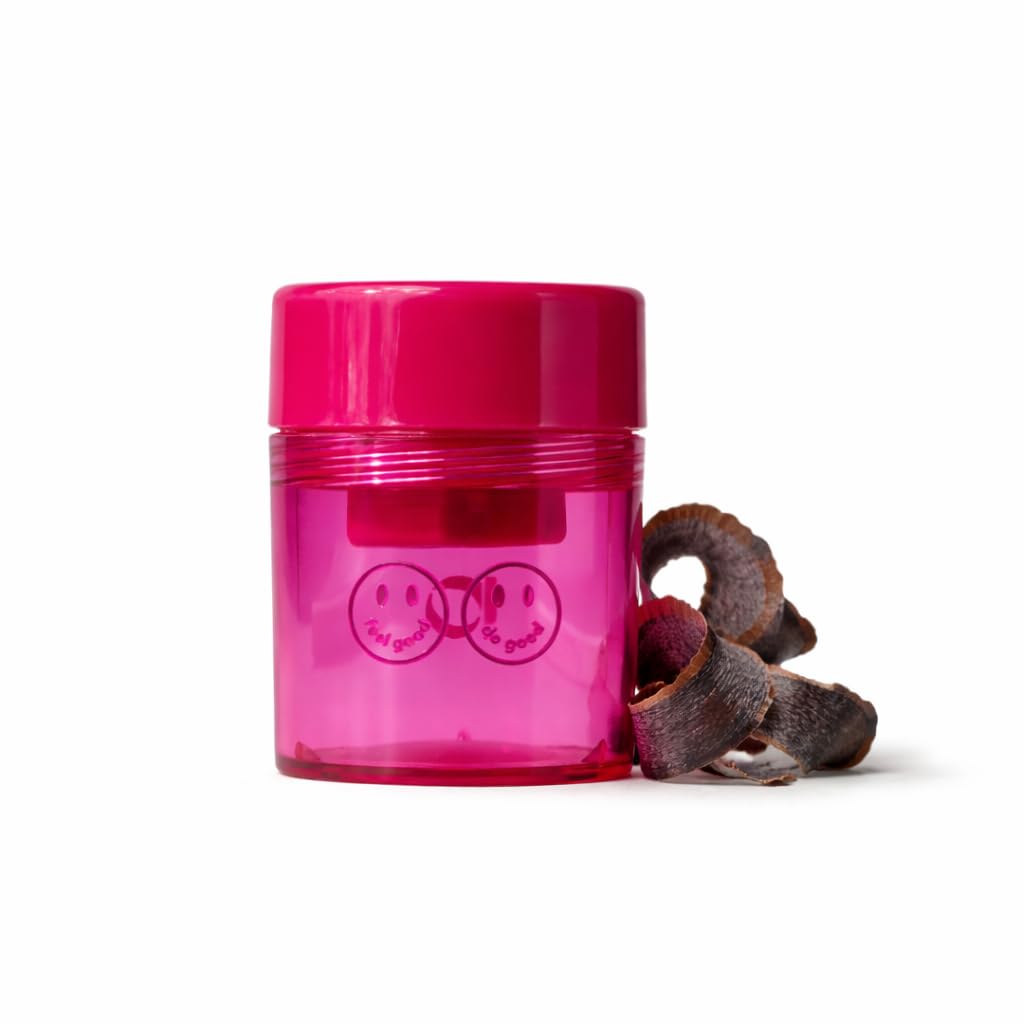 PERSONA sharpener front view showing compact travel-friendly design and precise tip benefit