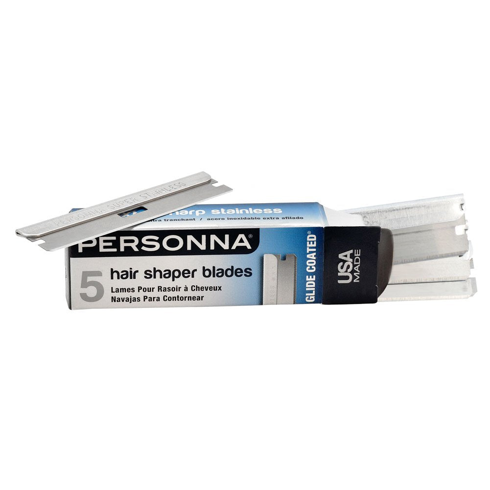 Personna blade in shaper during haircut demonstrating smooth shaping control