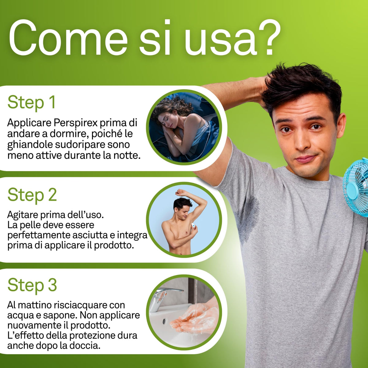 Person applying PerspireX Comfort underarm showing quick application and confidence benefit