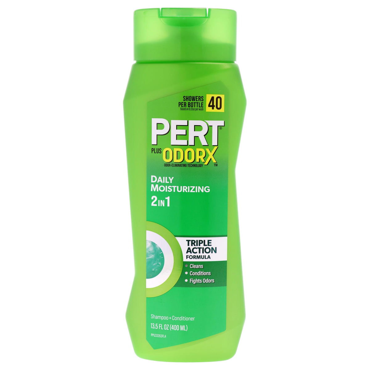 Pert Plus front bottle showing label and 13.5 oz size for easy daily use