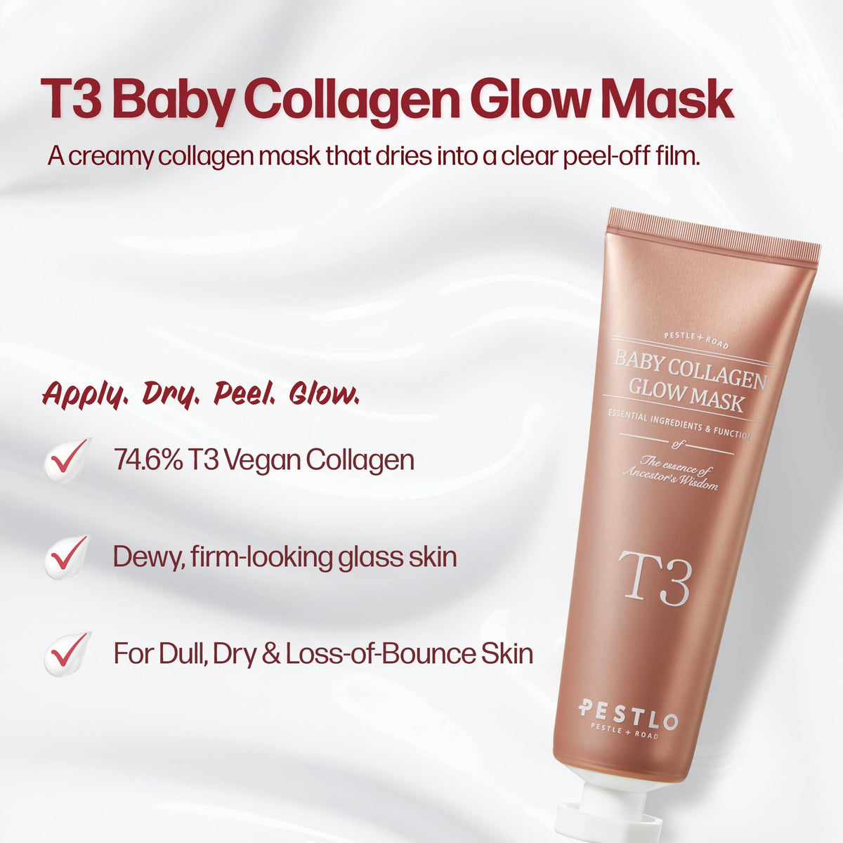 PESTLO mask texture close-up highlighting smooth, hydrating consistency