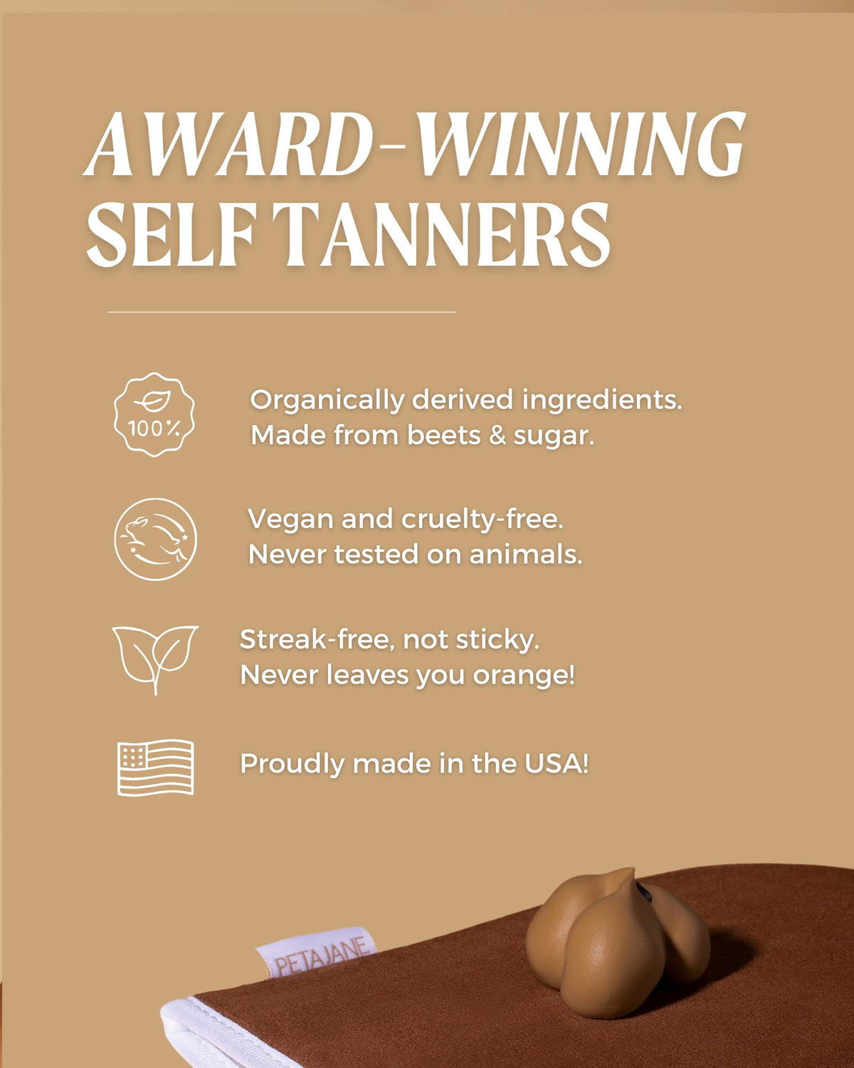 Peta Jane product label showing key organic-friendly ingredient benefits
