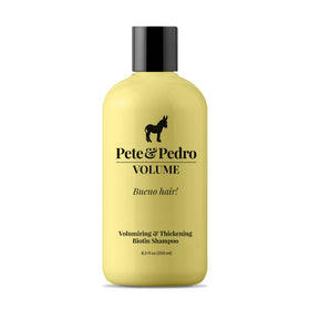 Pete & Pedro front bottle showing label and volumizing benefit