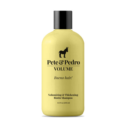 Pete & Pedro front bottle showing label and volumizing benefit