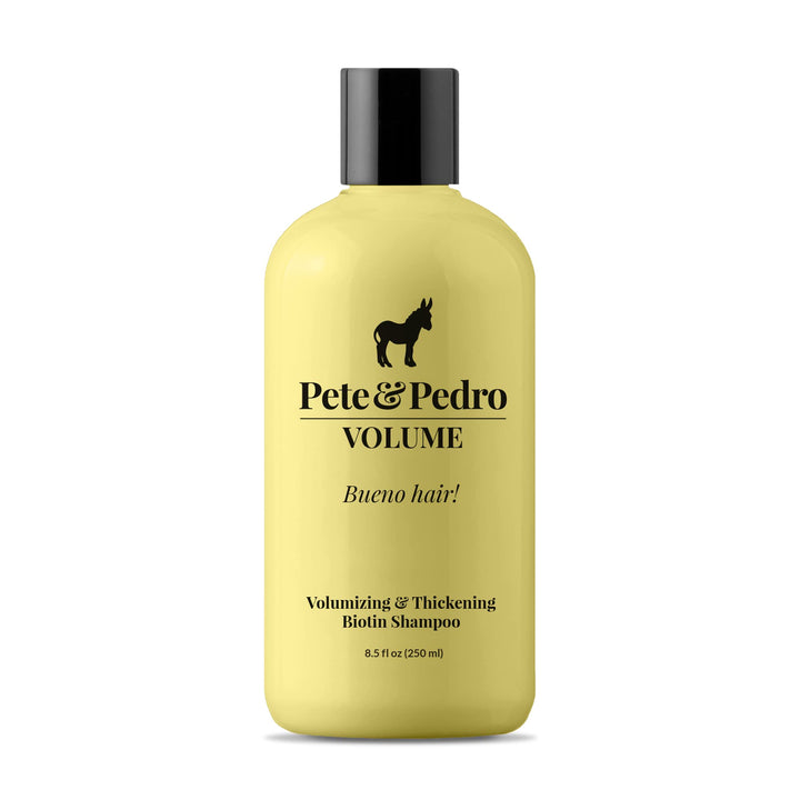 Pete & Pedro front bottle showing label and volumizing benefit