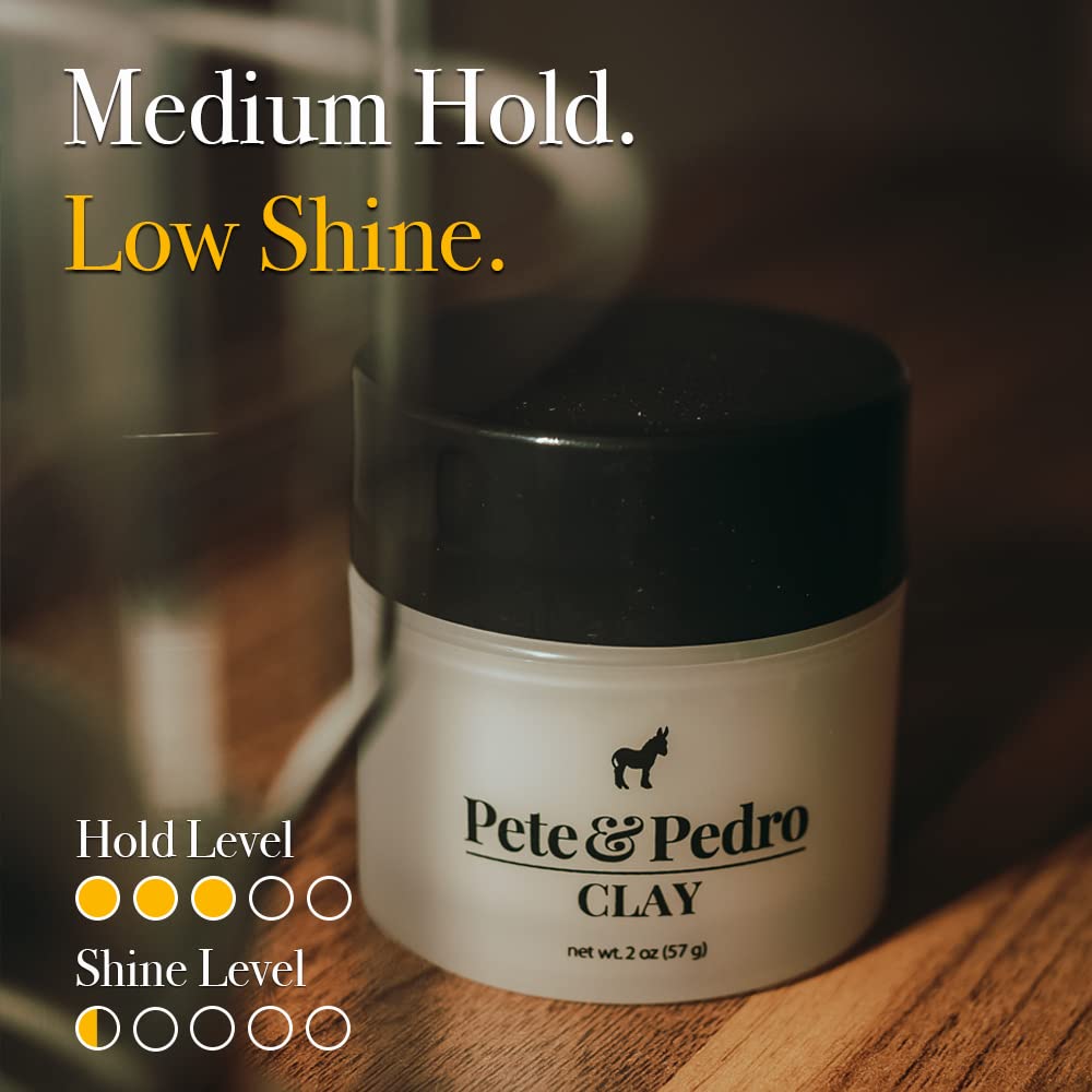Pete & Pedro clay close up with bentonite and beeswax for natural hold