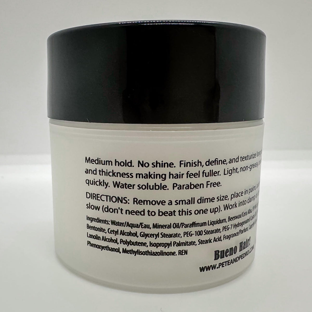 Pete & Pedro product label highlighting ingredients and paraben-free benefit
