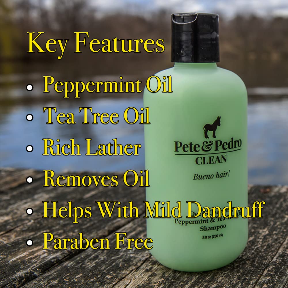 Pete & Pedro shampoo pouring to show texture and cleansing power