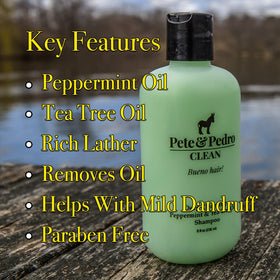 Pete & Pedro shampoo pouring to show texture and cleansing power