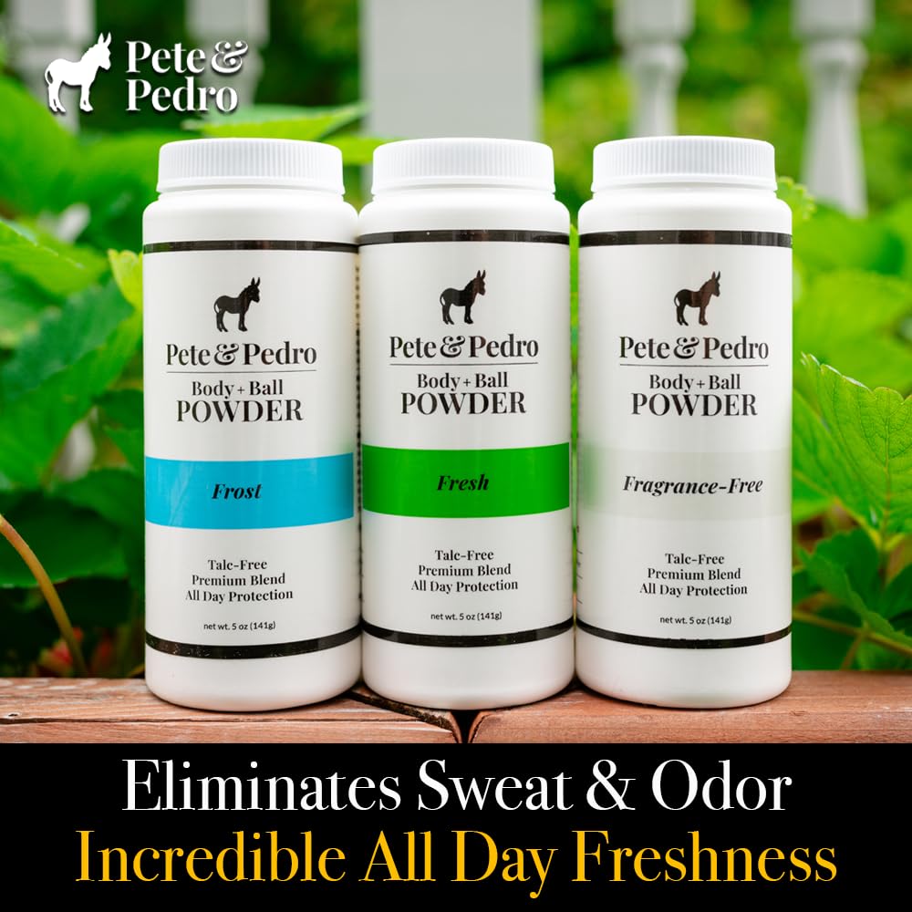 Pete & Pedro powder on hand scale illustrating lightweight, non-greasy feel