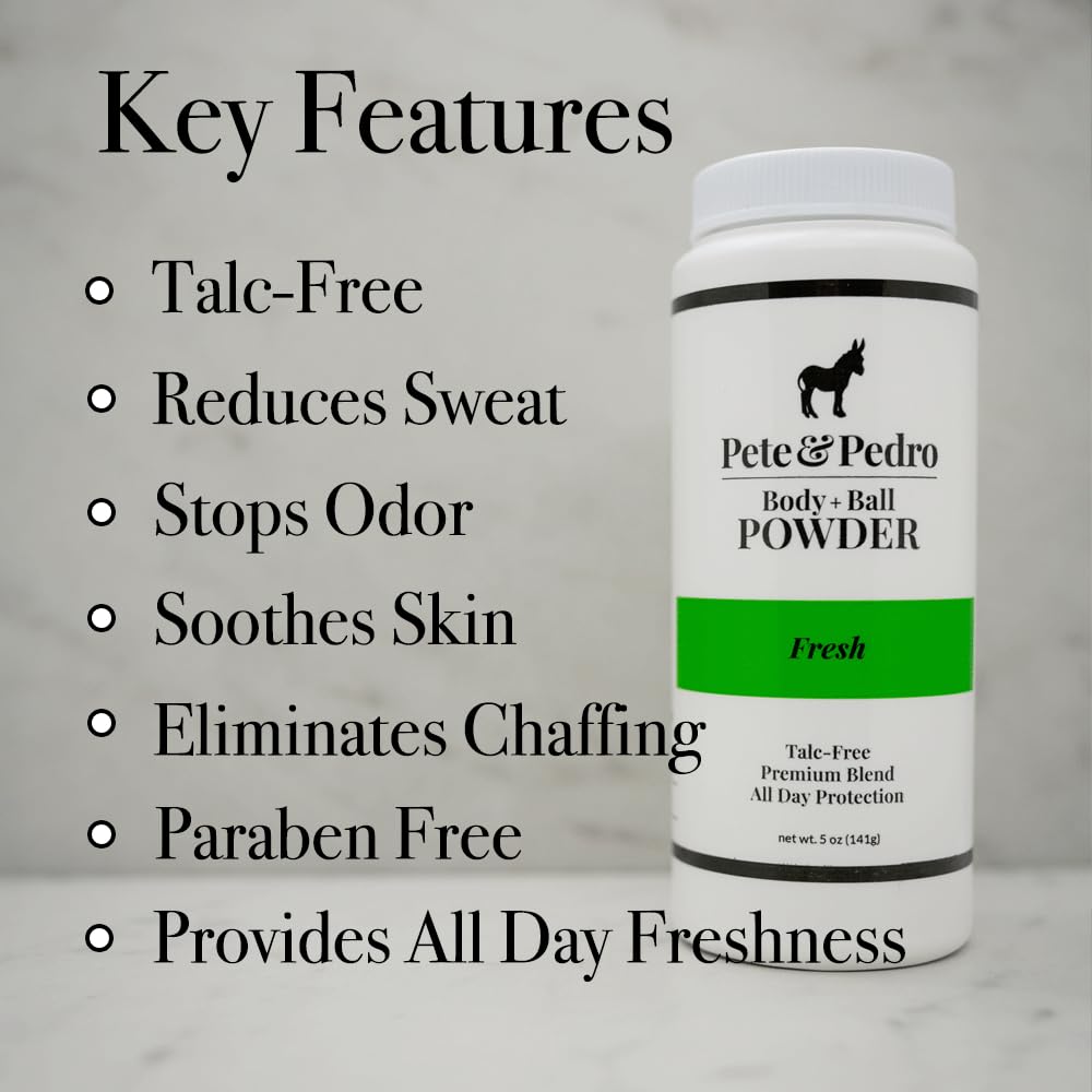 Pete & Pedro powder texture closeup highlighting talc-free cornstarch comfort