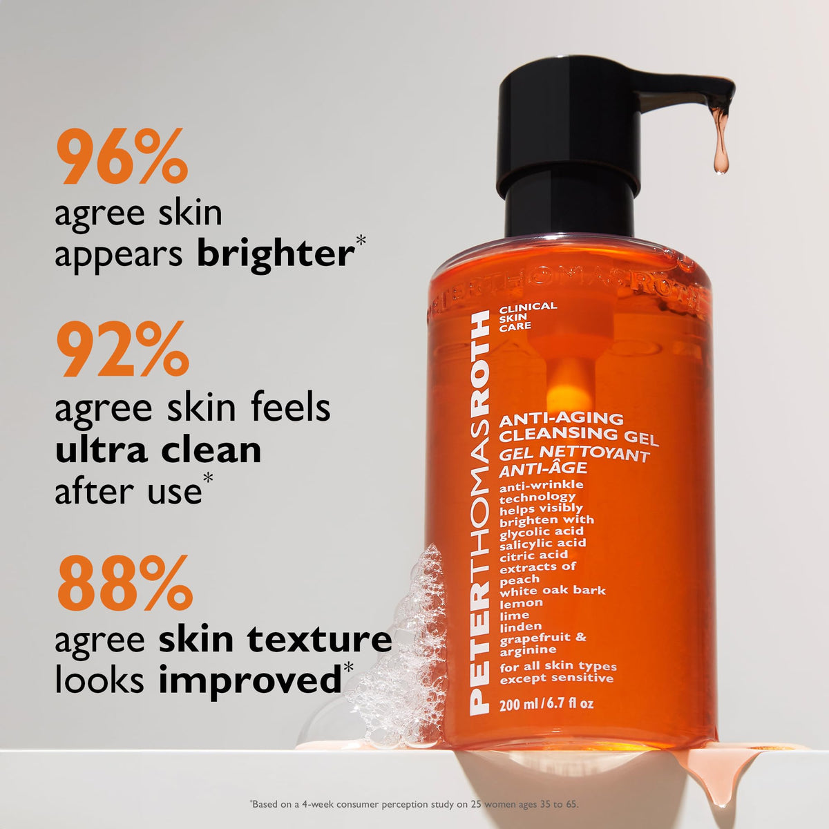 Peter Thomas Roth tube next to hand for size reference and travel-friendly benefit