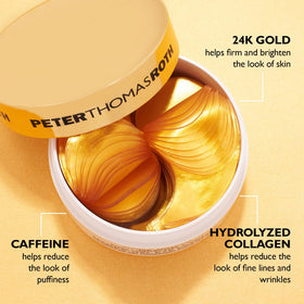 Peter Thomas Roth application demo of patches under eye illustrating instant cooling and de-puffing