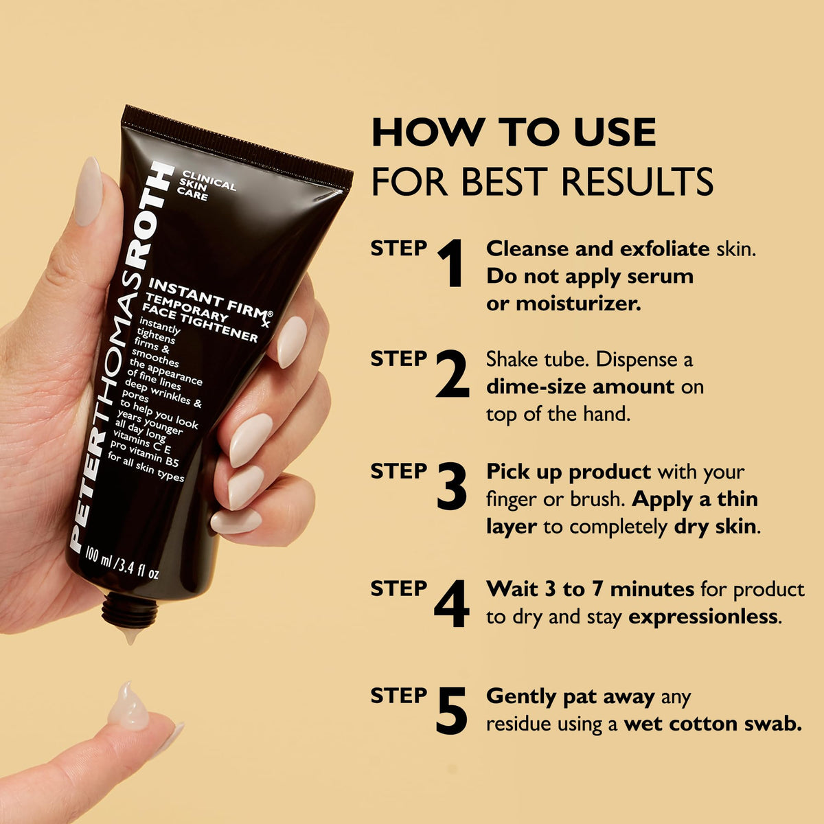 Peter Thomas Roth application on wrist demonstrating quick visible tightening