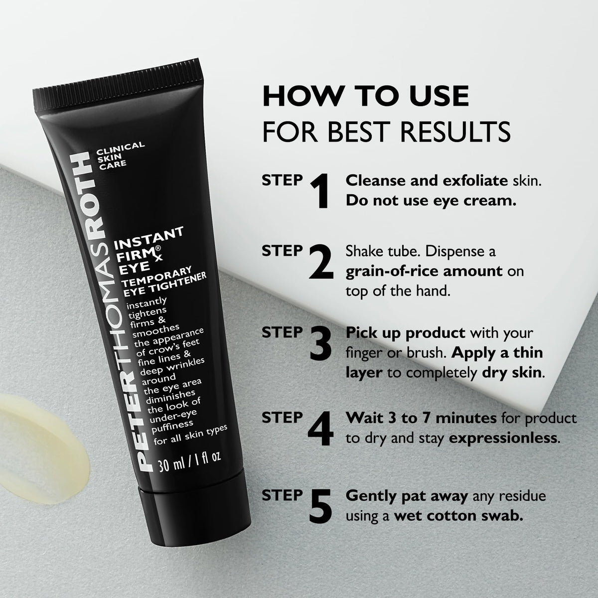 Peter Thomas Roth split before-and-after around eye highlighting reduced puffiness