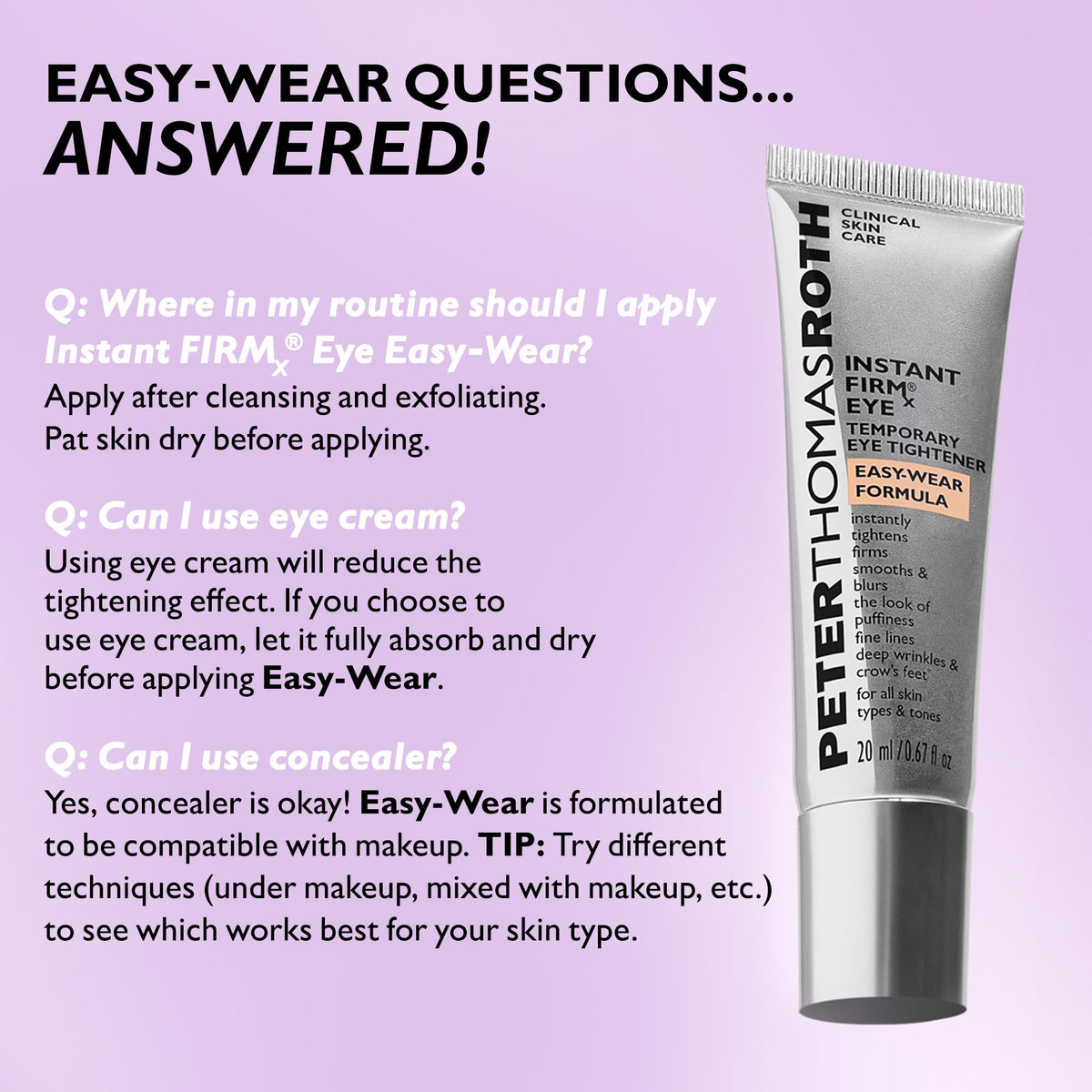 Peter Thomas Roth layered under makeup with no pilling visible