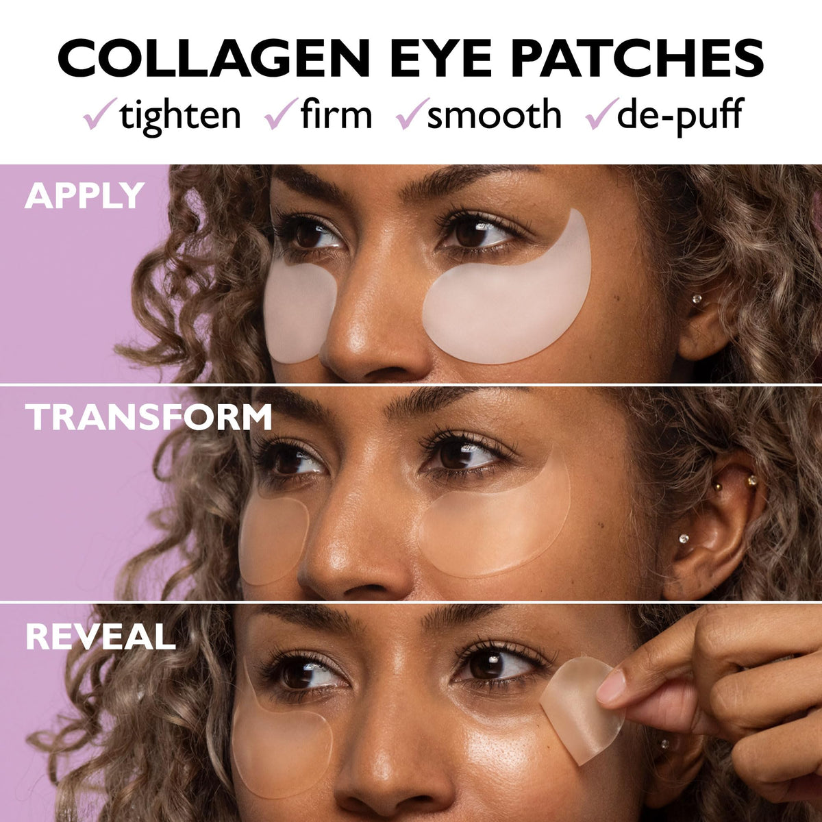 Peter Thomas Roth patches applied under eyes demonstrating instant lift