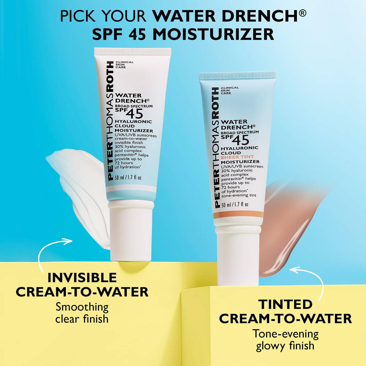 Peter Thomas Roth next to common items showing size and travel-friendly benefit