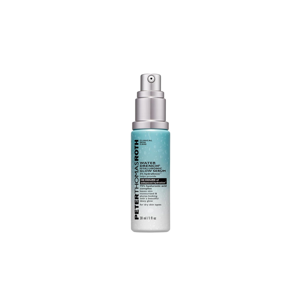 Peter Thomas Roth front bottle view showing sleek serum packaging and hydration benefit