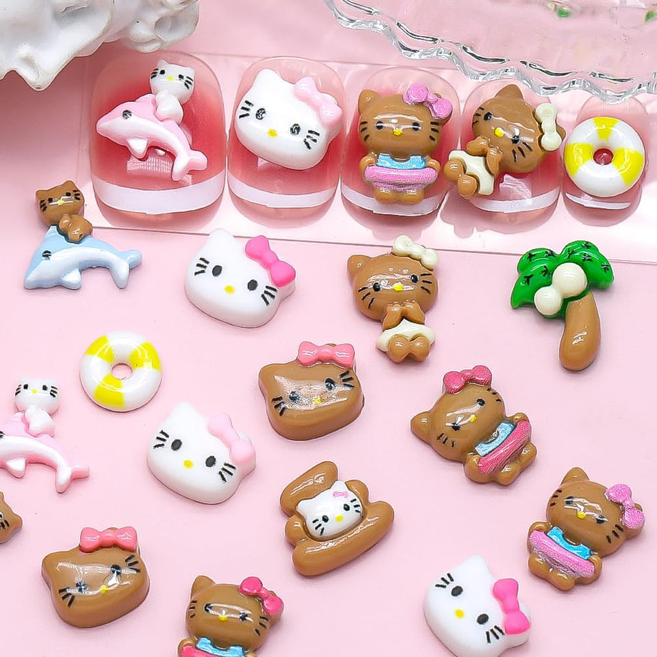 Pethawata front packaging showing 55-piece kawaii nail charms kit and variety