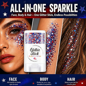 Petramrs glitter used as hairline streaks to add patriotic highlights and durable shine