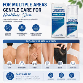 Peunitory applied to back illustrating effective coverage for body folliculitis