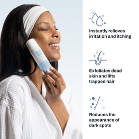 PFB Vanish applied to neck area demonstrating soothing effect on post-shave skin