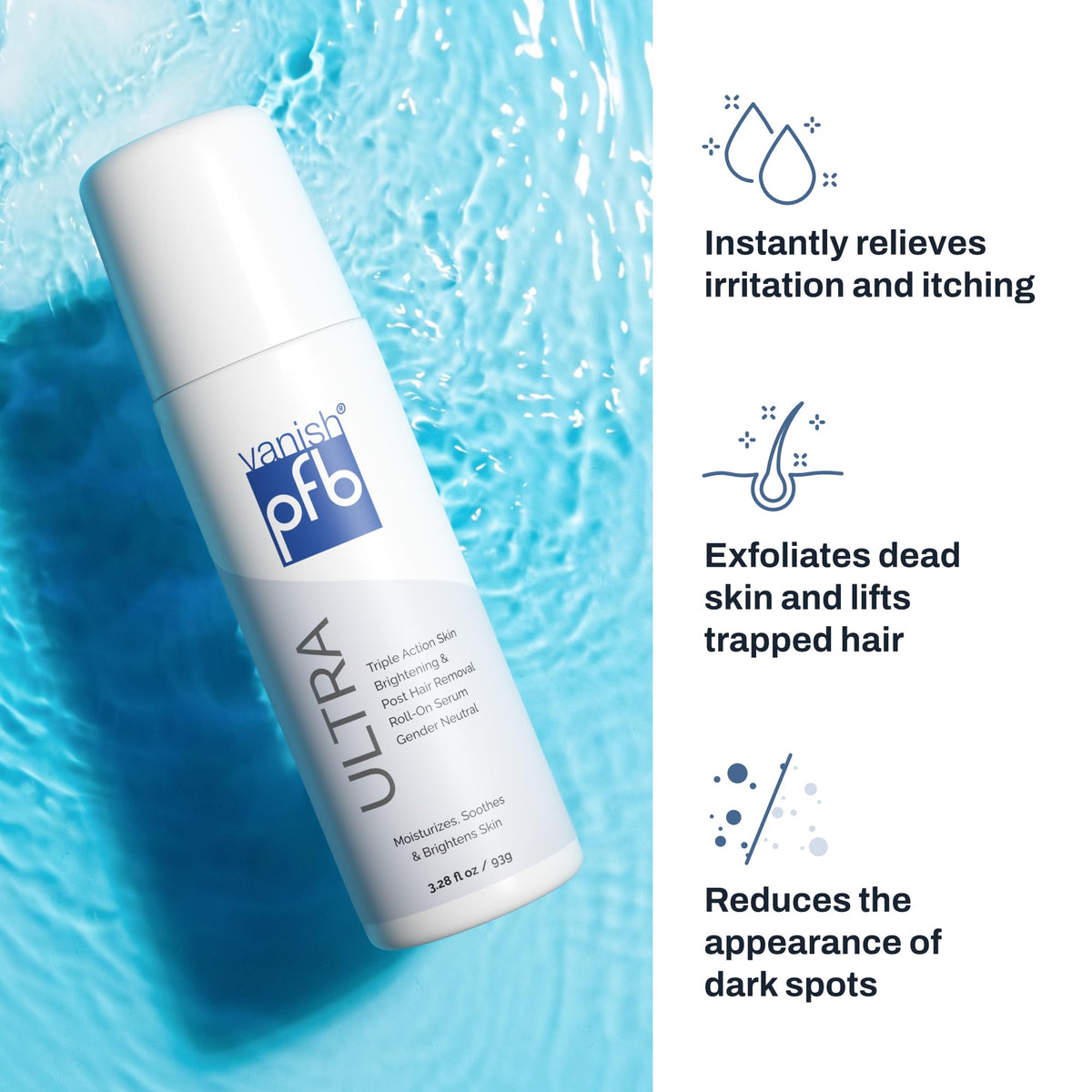 PFB Vanish lightweight gel texture close-up illustrating fast absorption and non-greasy finish