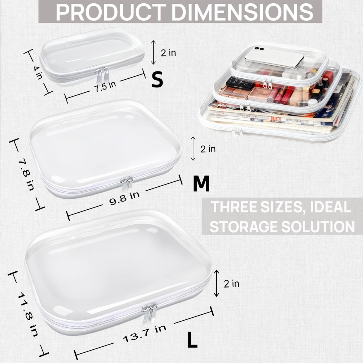 PGAXM large pouch packed with travel toiletries demonstrating capacity and protection