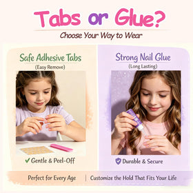 PGELXON adhesive tabs, nail glue, and mini file displayed for convenience