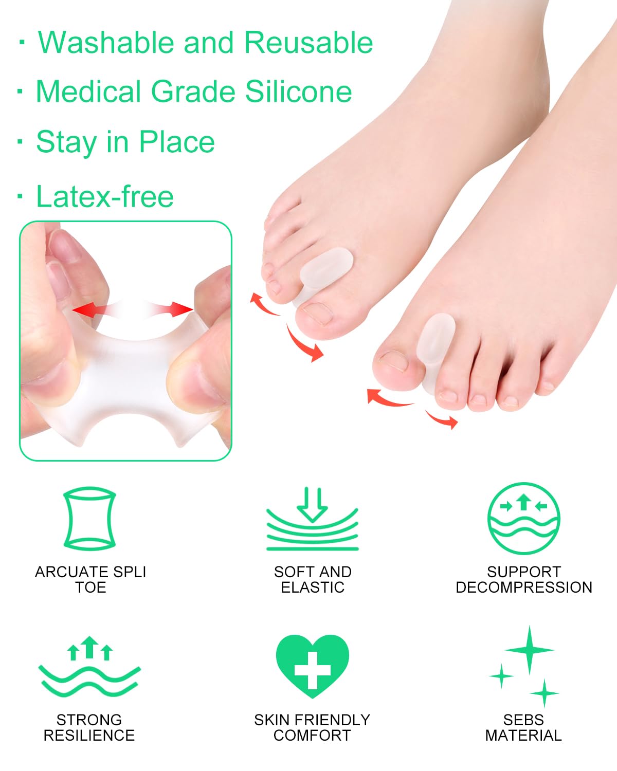 PGRODE large toe spacer shown on big toe demonstrating fit