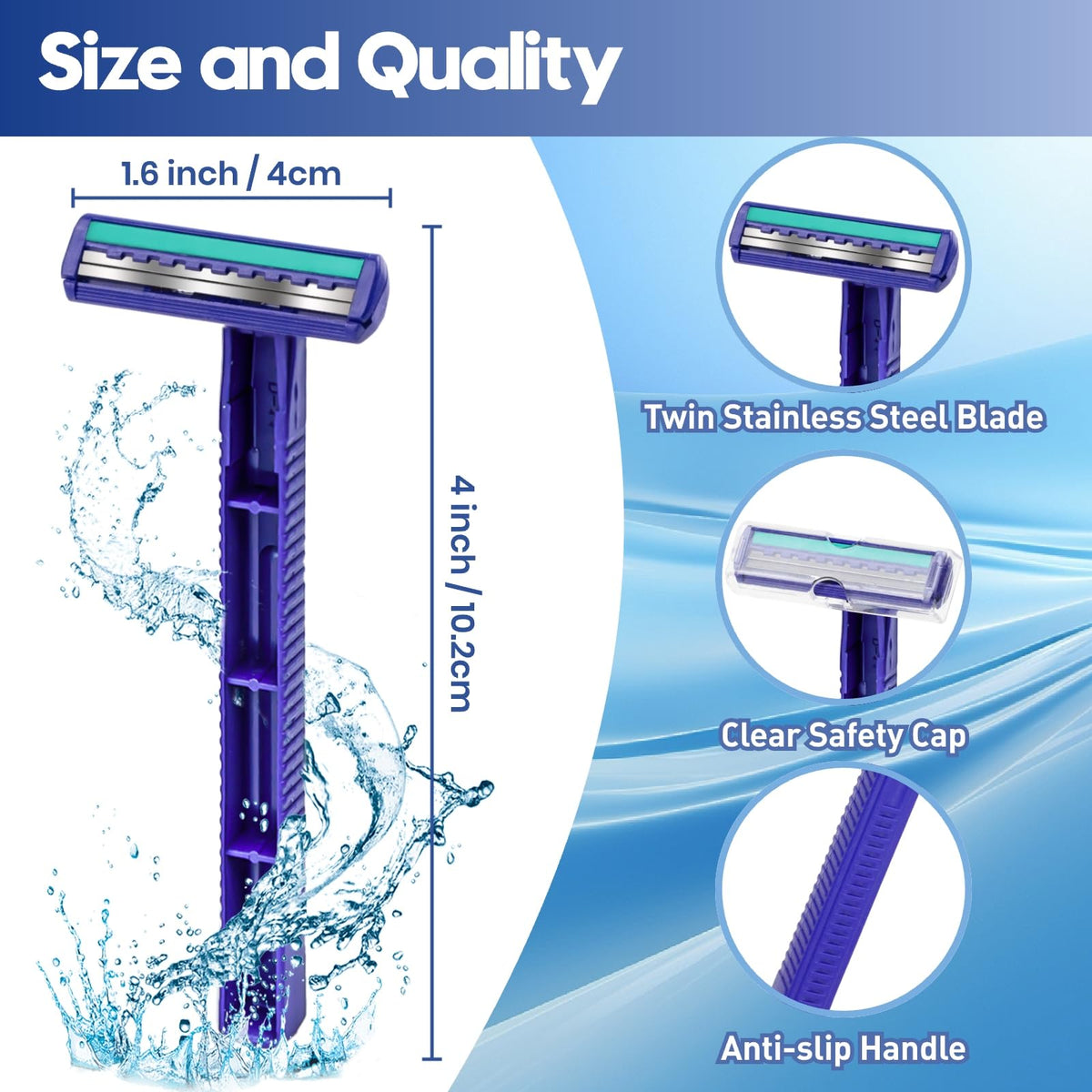 Phafaloop close-up of twin stainless-steel blades for smooth shaves