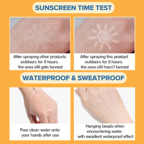 Phanund sunscreen used at beach depicting water-resistant convenience