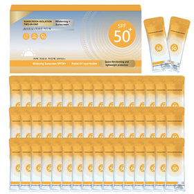 Phanund front packaging of 50 mini sunscreen sachets shows portability benefit