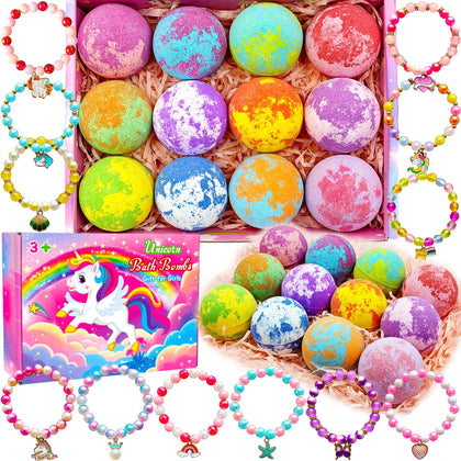 Phaorui unicorn bath bombs front packaging showing colorful box and contents, fun gifting