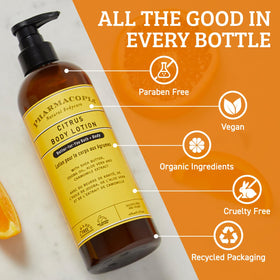 Pharmacopia bottle on bathroom counter in bright setting suggesting daily routine uplift
