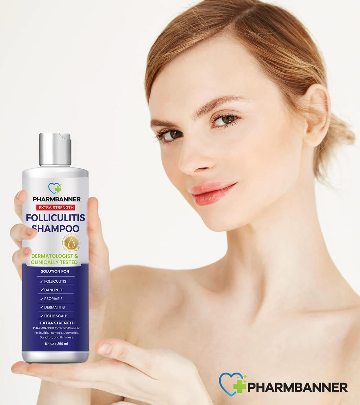 PHARMBANNER on bathroom shelf staged to show daily routine convenience