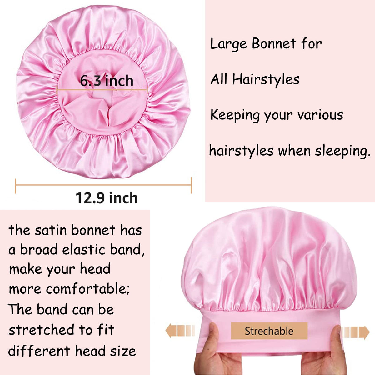 PHILIGHTS bonnet worn by model with curly hair protects curls overnight