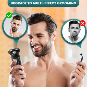 PHILIPS click-on precision trimmer attached for defining mustache and sideburns benefit