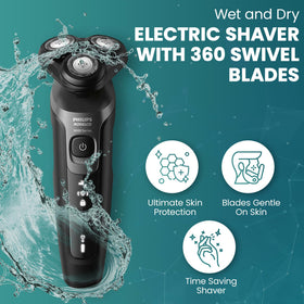 PHILIPS detailed shot of ComfortCut blades showing rounded tips for gentler cutting
