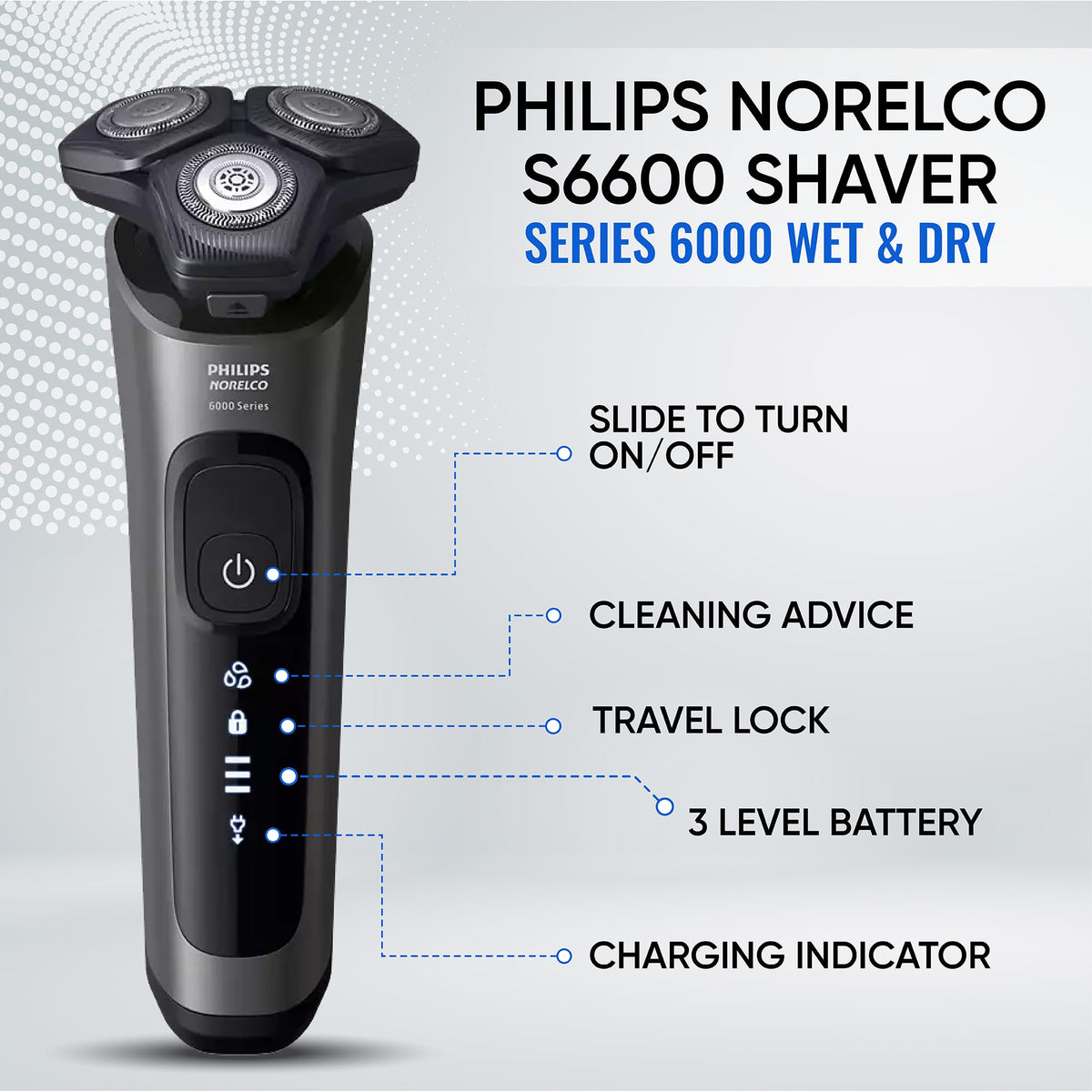 PHILIPS anti-slip handle and LED display for confident wet use benefit