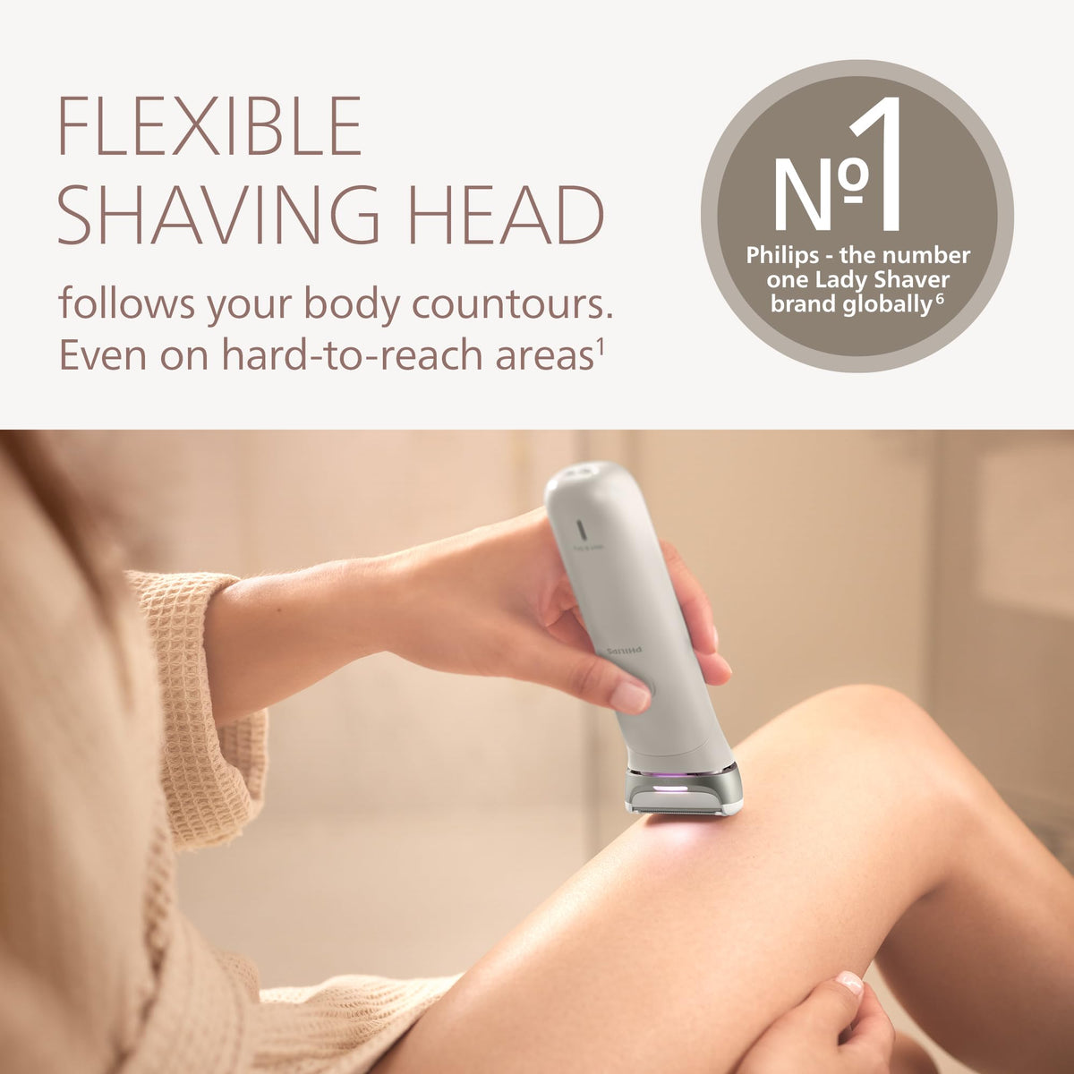 Philips close-up of flexible shaving head improving contour following