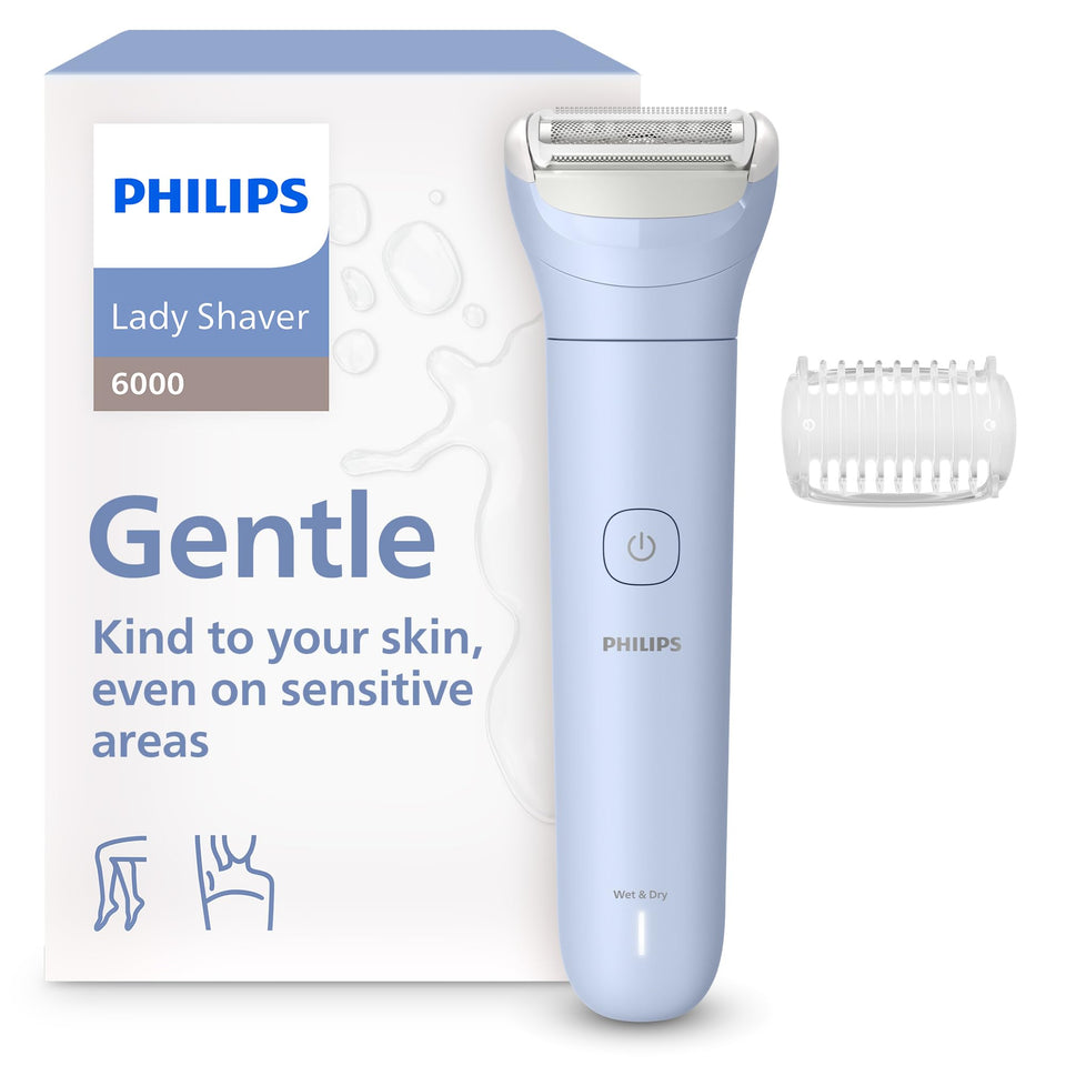PHILIPS lady shaver front view showing compact head and smooth design for easy shaving
