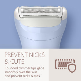 PHILIPS shaver in shower lifestyle scene showing wet use convenience and comfort