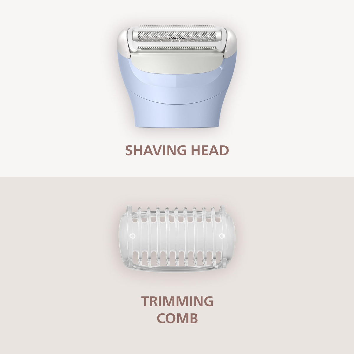 PHILIPS shaver next to leg for scale comparison showing full-body coverage capability