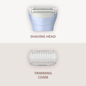 PHILIPS shaver next to leg for scale comparison showing full-body coverage capability